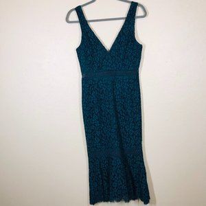 Bardot Blue Midi Length Cocktail Lace Dress